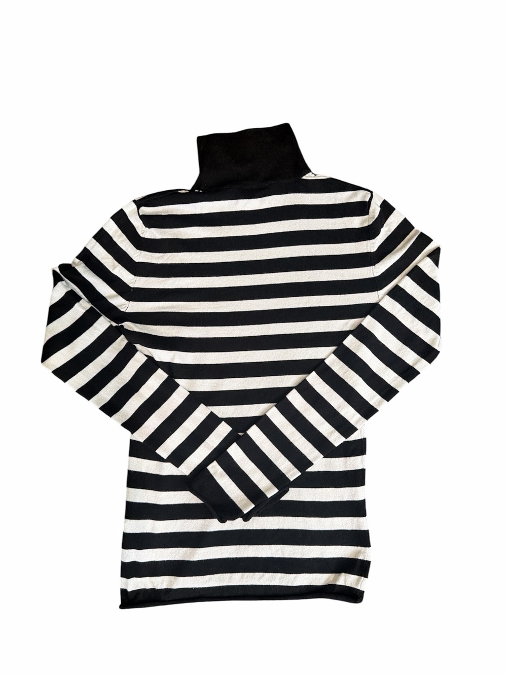 Zara Black and White Striped Turtleneck Sweater